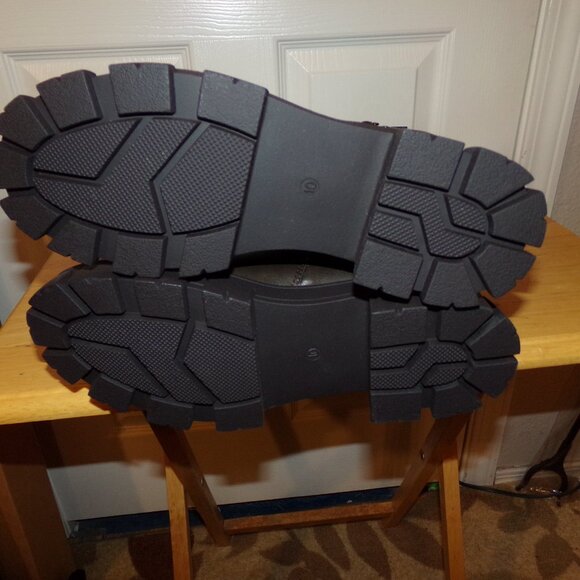 Suedi Women's Knee High Riding Boots /Side Zipper Chunky Platform Motorcycle 10 - Picture 8 of 9